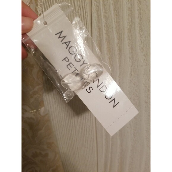 Nordstrom Maggy London Petites Size 6P Gold Beige Floral Pattern Beaded Dress - Picture 8 of 11